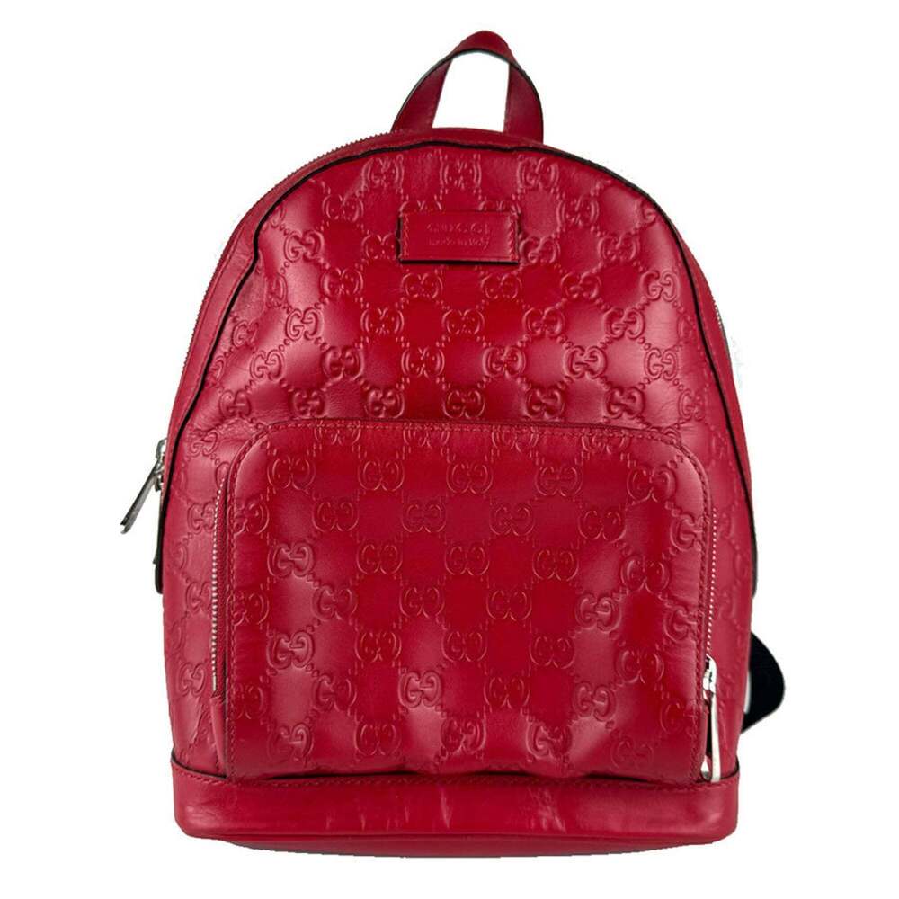 GUCCI Red Leather Backpack - Picture 1 of 14